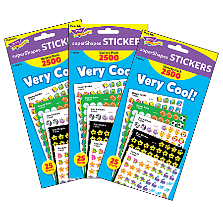 Trend Super Assortment Sticker Packs, Assorted Colors, 1000 Stickers Per  Pack, Set Of 3 Packs