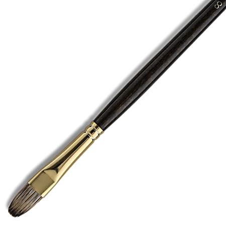Winsor & Newton Monarch Long-Handle Paint Brush. Size 8, Short Filbert Bristle, Synthetic, Brown
