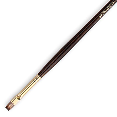 Winsor & Newton Monarch Long-Handle Paint Brush, Size 2, Fan Bristle, Synthetic, Brown