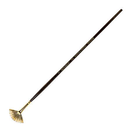 Winsor & Newton Monarch Long-Handle Paint Brush, Size 1, Fan Bristle, Synthetic, Brown