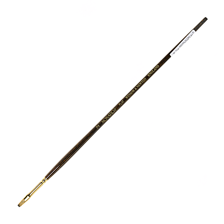 Winsor & Newton Monarch Long-Handle Paint Brush, Size 2, Flat Bristle, Synthetic, Brown