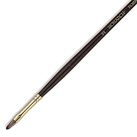 Winsor & Newton Monarch Long-Handle Paint Brush, Size 2, Filbert Bristle, Synthetic, Brown