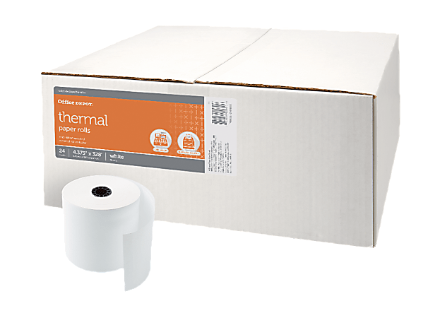 Office Depot® Brand Thermal Paper Rolls, 4-3/8" x 328', White, Pack Of 24
