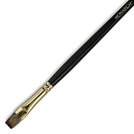 Winsor & Newton Monarch Long-Handle Paint Brush, Size 8, Flat Bristle, Synthetic, Brown