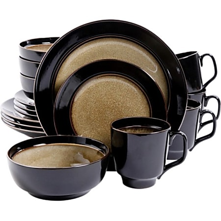 Gibson Bella Galleria Taupe 16 pc. DW Set - - Stoneware - Dishwasher Safe - Microwave Safe - Taupe - Glazed