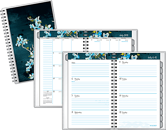 AT-A-GLANCE® Fashion Create-Your-Own Weekly/Monthly Appointment Book, Branches & Blooms, 4 7/8" x 8", 60% Recycled, Multicolor, July 2015-June 2016