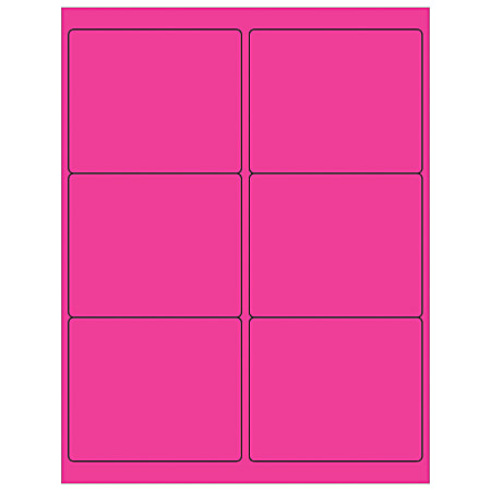 Office Depot® Brand Labels, LL180PK, Rectangle, 4" x 1 3/8", Fluorescent Pink, Case Of 600