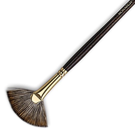 Winsor & Newton Monarch Long-Handle Paint Brush, Size 6, Fan Bristle, Synthetic, Brown