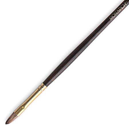 Winsor & Newton Monarch Long-Handle Paint Brush, Size 4, Filbert Bristle, Synthetic, Brown