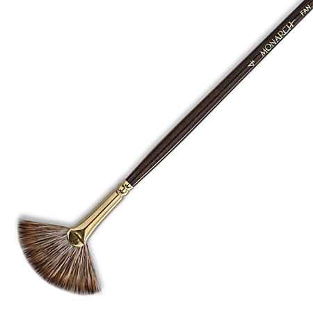 Winsor & Newton Monarch Long-Handle Paint Brush, Size 4, Fan Bristle, Synthetic, Brown