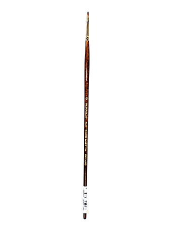 Winsor & Newton Monarch Long-Handle Paint Brush, Size 0, Flat Bristle, Synthetic, Brown