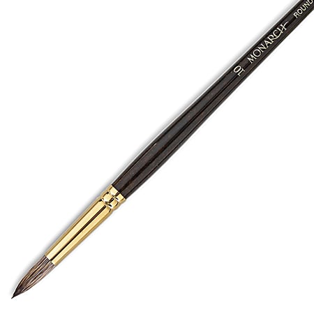 Winsor & Newton Monarch Long-Handle Paint Brush, Size 10, Round Bristle, Synthetic, Brown