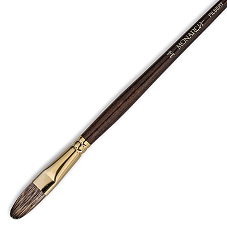 Winsor & Newton Monarch Long-Handle Paint Brush, Size 14, Filbert Bristle, Synthetic, Brown