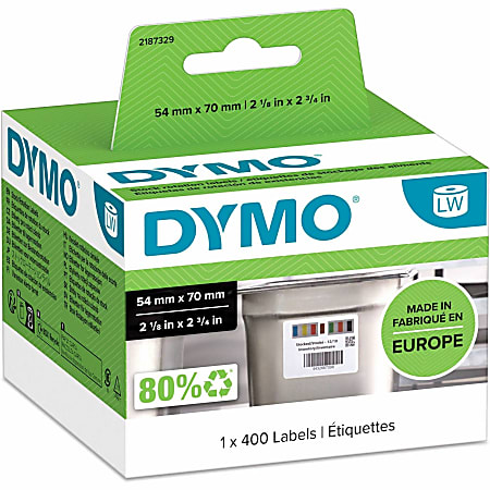 Dymo LabelWriter Stock Rotation Labels - 2 1/8" Width x 2 3/4" Length - Laser - White - Paper - 400 / Roll - 1 Roll