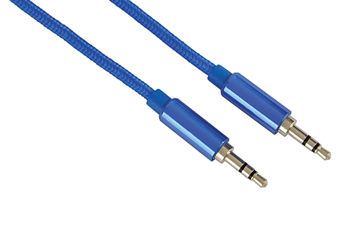 Ativa® Braided Auxiliary Audio Cable For Apple® iPhone® And iPod®, 3.5 mm, 3', Blue