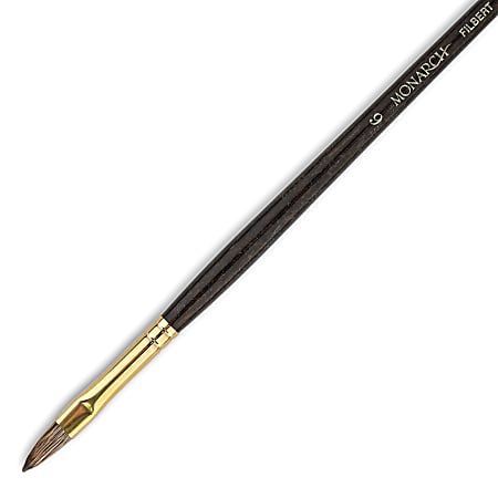 Winsor & Newton Monarch Long-Handle Paint Brush, Size 6, Filbert Bristle, Synthetic, Brown
