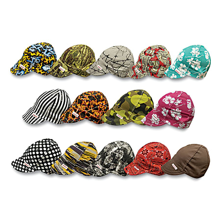 Deep Round Crown Caps, Size 6 1/2, Assorted Prints