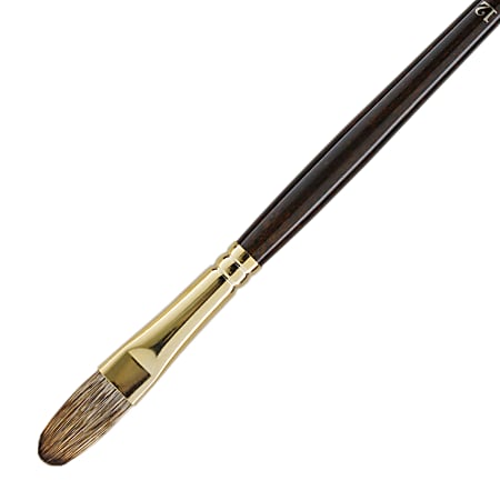 Winsor & Newton Monarch Long-Handle Paint Brush, Size 12, Filbert Bristle, Synthetic, Brown