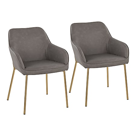 LumiSource Daniella Contemporary Dining Chairs, Gray/Gold, Set Of 2 Chairs