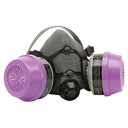 NORTH OV/P100 Organic Vapor Half Mask - Comfortable, Latex-free - Large Size - Particulate Protection - Gray - 1 Each