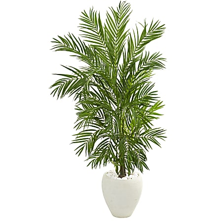 Nearly Natural Areca Palm 60”H Artificial Tree With Planter, 60”H x 31”W x 25”D, Green