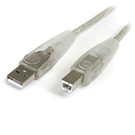 StarTech.com - Transparent USB 2.0 cable - 4 pin USB Type A (M) - 4 pin USB Type B (M) - ( USB / Hi-Speed USB ) - 15 ft - Type A Male - Type B Male - 15ft - Transparent