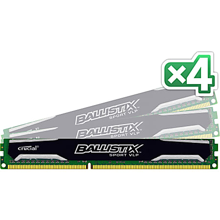 Lexar Ballistix 16GB DDR3 SDRAM Memory Module - 8 GB (4 x 4 GB) - DDR3-1600/PC3-12800 DDR3 SDRAM - CL9 - 1.35 V - Non-ECC - Unbuffered - 240-pin - DIMM