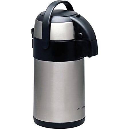 Mr. Coffee Everflow 2.32 Qt Pump Pot - Dishwasher Safe - Stainless Steel - Polished - Stainless Steel Body