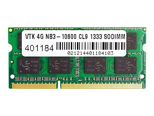 VisionTek 4GB DDR3 1333 MHz (PC3-10600) CL9 SODIMM Laptop Memory Module 204-pin CL 9 Unbuffered Non-ECC 1.5V 900449
