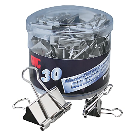 OIC® Assorted Binder Clips, Assorted Sizes, Silver, Pack Of 30