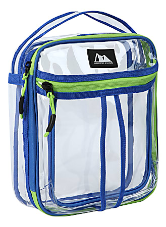 Arctic Zone Transparent Dual Compartment Lunch Pack, 9-1/2"H x 4-1/4"W x 8"D, Blue/Green