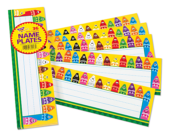 TREND Desk Toppers® Name Plates, 2-7/8" x 9-1/2", Colorful Crayons, Pack Of 36