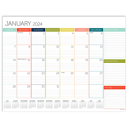2024 TF Publishing Medium Monthly Desk Pad Calendar, 12" x 17", Rainbow, January To December