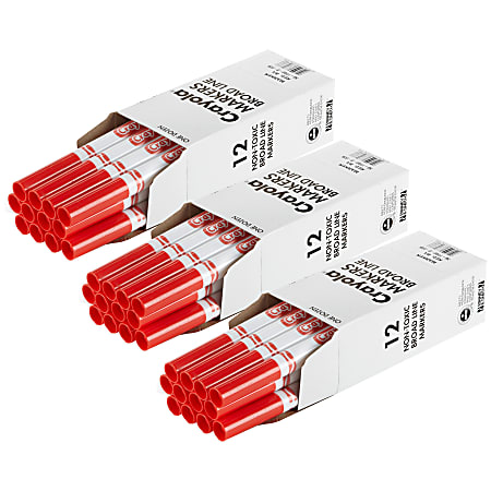 Crayola Bulk Markers, Conical Tip, Red, 12 Per Pack, Set Of 3 Packs