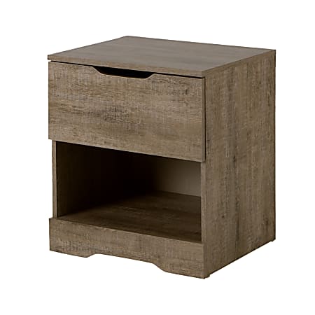 South Shore Holland 1-Drawer Nightstand, 19-3/4"H x 22-1/4"W x 17"D, Weathered Oak