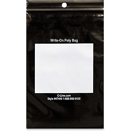 C-Line Write-On Reclosable Poly Bags For Tools, 4"W x 6"L, Black, Box Of 1,000