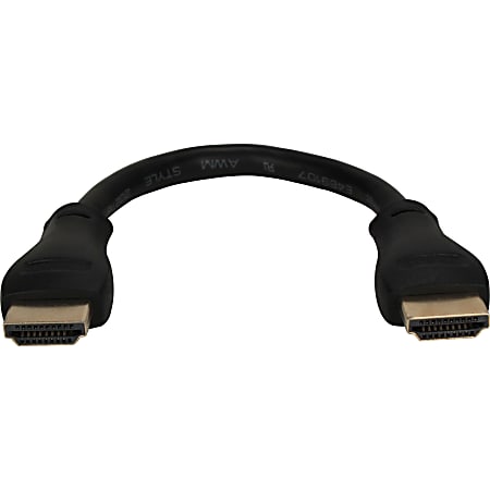 QVS 0.5ft High Speed HDMI UltraHD 4K with Ethernet Flex Cable - First End: 1 x HDMI Male Digital Audio/Video - Second End: 1 x HDMI Male Digital Audio/Video - Supports up to 4096 x 2160 - Shielding - Gold Plated Contact - Black