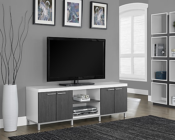 Monarch Specialties Two Tone TV Stand For TVs Up To 60", Gray/White