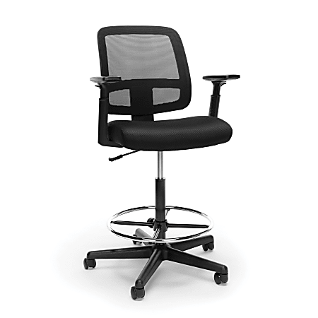 OFM Essentials Mesh-Back Task Stool, Black Seat/Black Frame, Quantity: 1