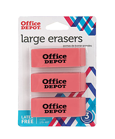 Office Depot Brand Beveled Erasers Pink Pack Of 3 Erasers - Office Depot