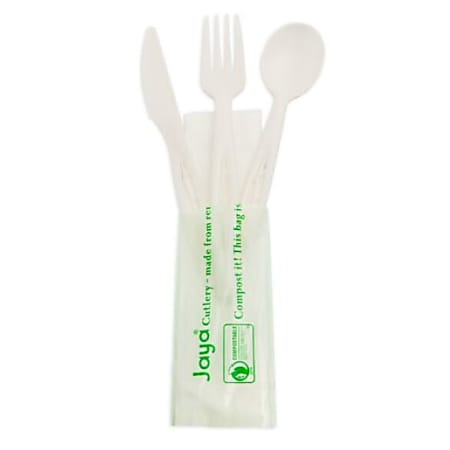 StalkMarket Compostable Assorted Cutlery, 6 1/2", White, Box Of 250 Pieces