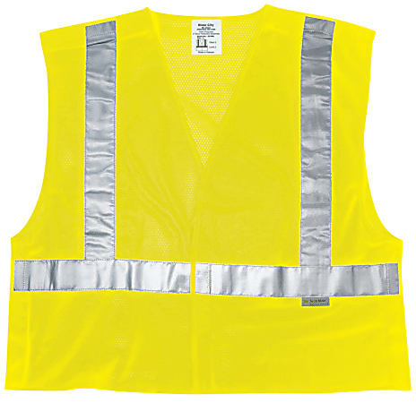 MCR Safety Luminator Class II Tear Away Safety Vests, Medium, Fluorescent Lime