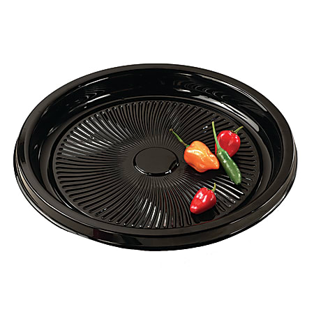 WNA Parpak Flat Round Serving Trays, 16", Black, Pack Of 50
