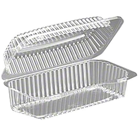 Inline Plastics Hinged Plastic Hoagie Containers, 3 1/4"H x 9"W x 5"D, Clear, Case Of 200