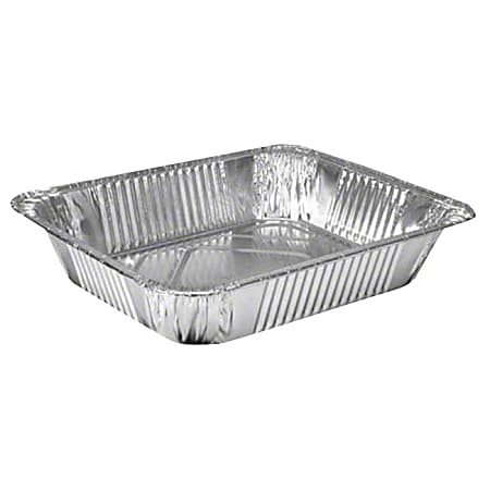 HFA Half Size Foil Pans, 128 Oz, 12 3/4" x 10 3/8" x 3 3/16", Silver, Carton Of 100