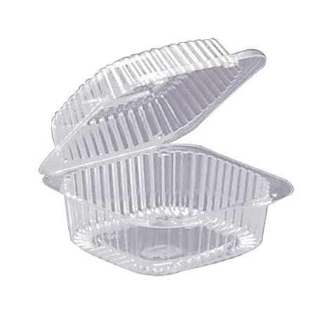 HFA Hinged Sandwich\Bakery Containers, 5" x 5", Clear, Carton Of 500