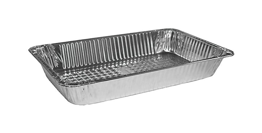 HFA Full Size Foil Pans, 343 Oz, 20 3/4" x 12 13/16" x 3 3/16", Silver, Carton Of 50