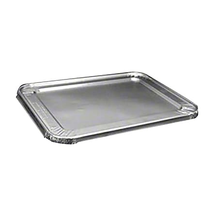 HFA Foil Lids For Half Size Shallow Foil Pans, 12 13/16" x 10 7/16", Silver, Pack Of 100
