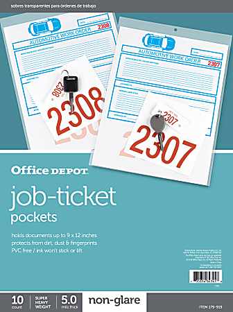 Office Depot® Brand Job Ticket Holders, 9" x 12", Non-Glare, Pack Of 10