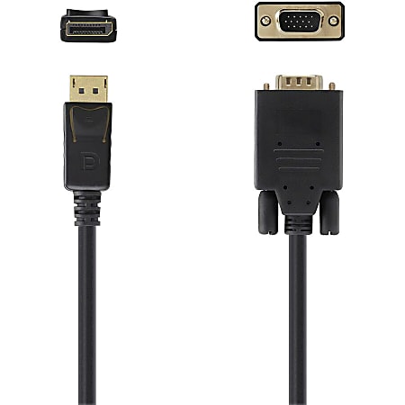 Belkin DisplayPort to VGA Cable, 6ft - supports up to 1920 x 1080 pixels - M/M - 6 ft DisplayPort/VGA Video Cable for Video Device - First End: 1 x 20-pin DisplayPort Digital Audio/Video - Male - Second End: 1 x 15-pin HD-15 - Male - Black